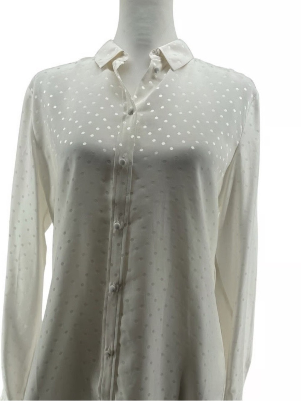 Sezane Cream Polka Dot Button-Up Blouse